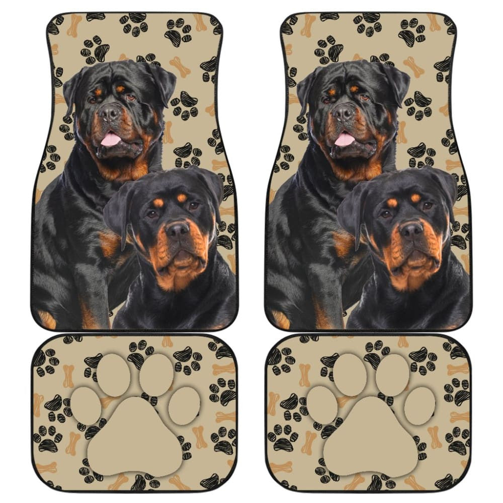 Couple Rottweilers For Rottweilers Lovers Paw Print Car Floor Mats