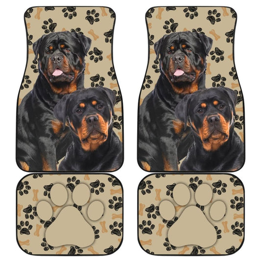 Couple Rottweilers For Rottweilers Lovers Paw Print Car Floor Mats
