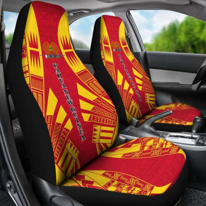 Papua New Guinea Car Seat Covers - Papua New Guinea Coat Of Arms Polynesian Tattoo Flag -