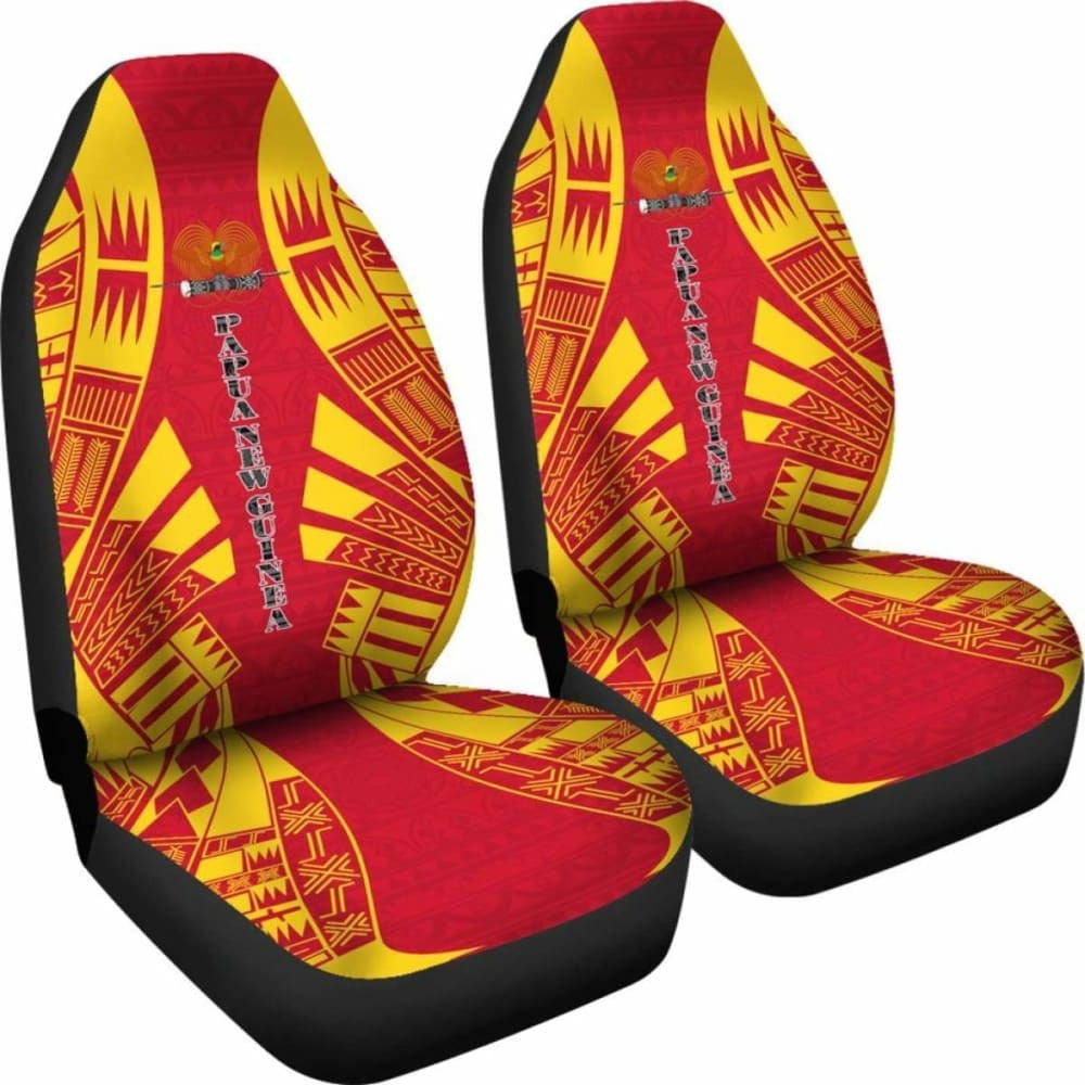Papua New Guinea Car Seat Covers - Papua New Guinea Coat Of Arms Polynesian Tattoo Flag -