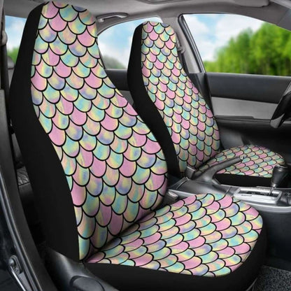 Pink, Green, And Purple Iridescent Mermaid Scales Watercolor Car Seat Covers