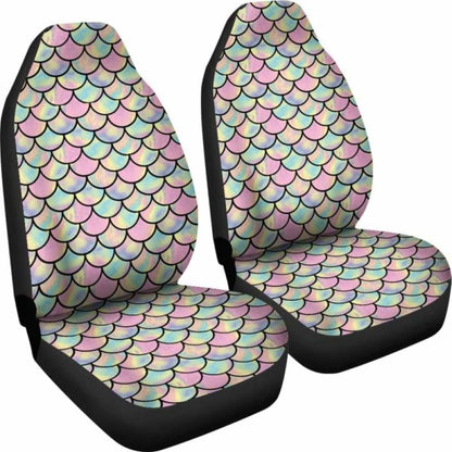 Pink, Green, And Purple Iridescent Mermaid Scales Watercolor Car Seat Covers