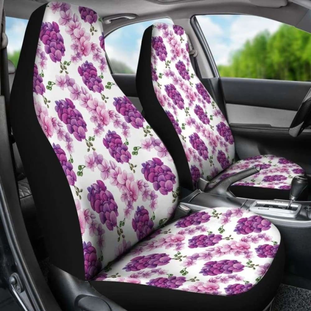 White With Pink And Purple Orchids Car Seat Covers