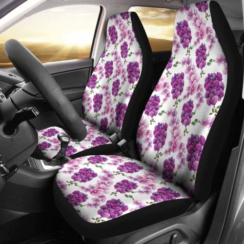 White With Pink And Purple Orchids Car Seat Covers