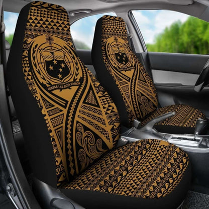 Samoa Car Seat Cover - Samoa Coat Of Arms Polynesian Tattoo Gold -