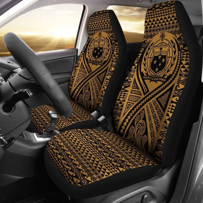 Samoa Car Seat Cover - Samoa Coat Of Arms Polynesian Tattoo Gold -