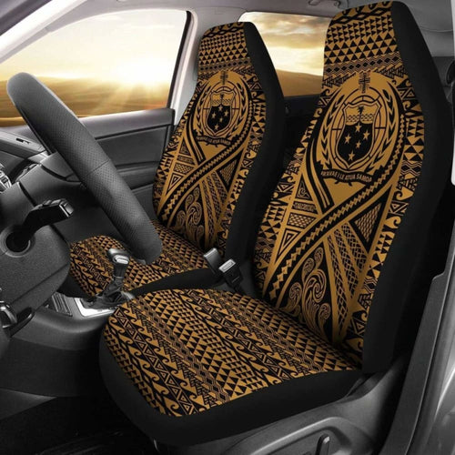Samoa Car Seat Cover - Samoa Coat Of Arms Polynesian Tattoo Gold -