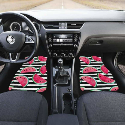 Watercolor Paint Textured Watermelon Pieces Front And Back Car Mats