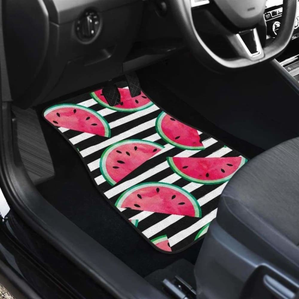 Watercolor Paint Textured Watermelon Pieces Front And Back Car Mats