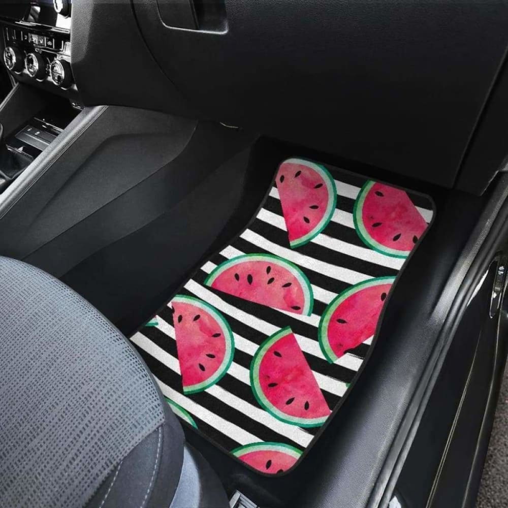 Watercolor Paint Textured Watermelon Pieces Front And Back Car Mats