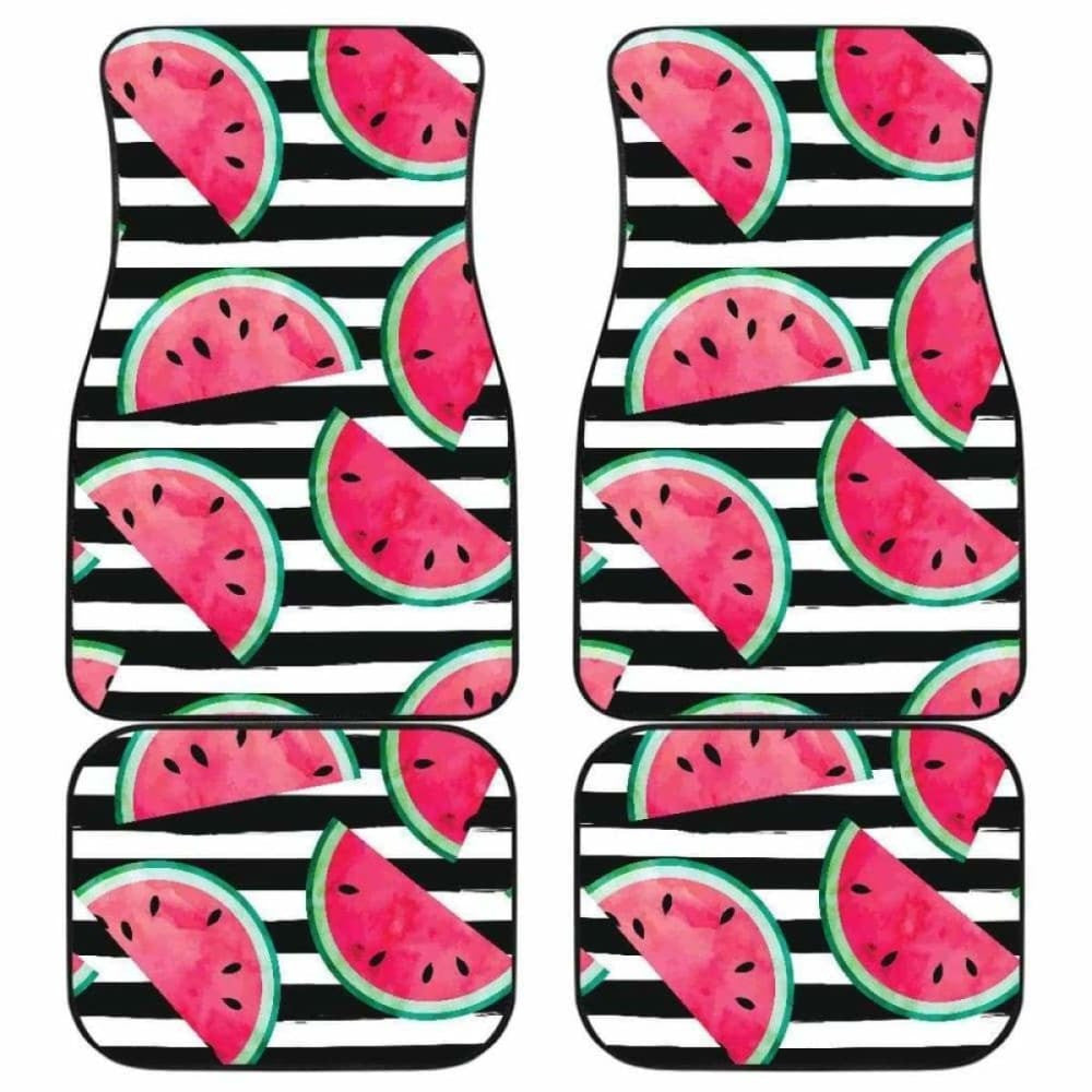 Watercolor Paint Textured Watermelon Pieces Front And Back Car Mats