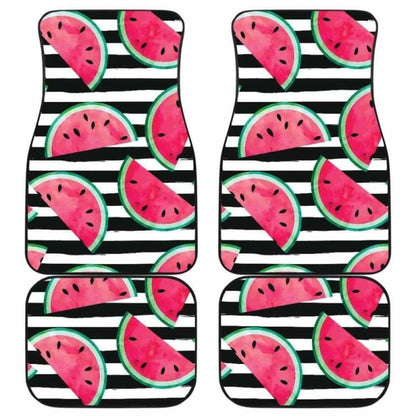 Watercolor Paint Textured Watermelon Pieces Front And Back Car Mats