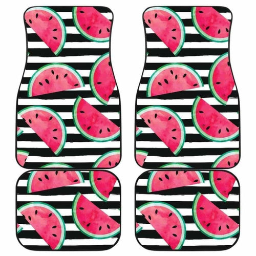 Watercolor Paint Textured Watermelon Pieces Front And Back Car Mats