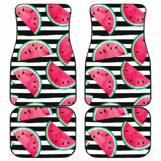 Watercolor Paint Textured Watermelon Pieces Front And Back Car Mats