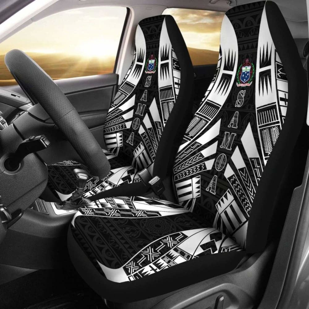 Samoa Car Seat Covers - Samoa Coat Of Arms Polynesian Tattoo Black -