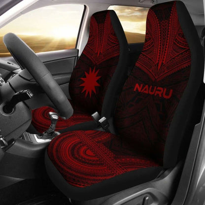 Nauru Car Seat Cover - Nauru Flag Polynesian Chief Tattoo Red Version -