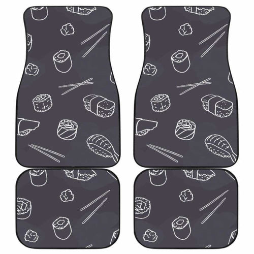 Sushi Pattern Black Background Front And Back Car Mats