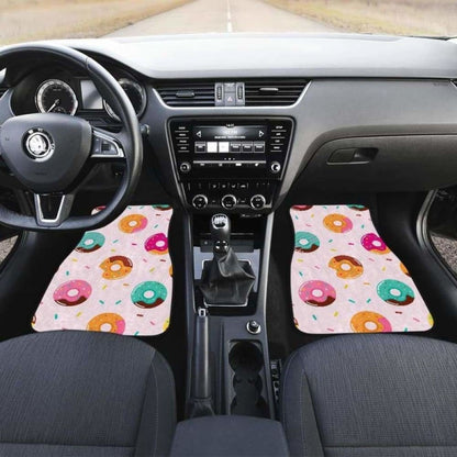 Donut Pattern Glaze Pink Background Front And Back Car Mats