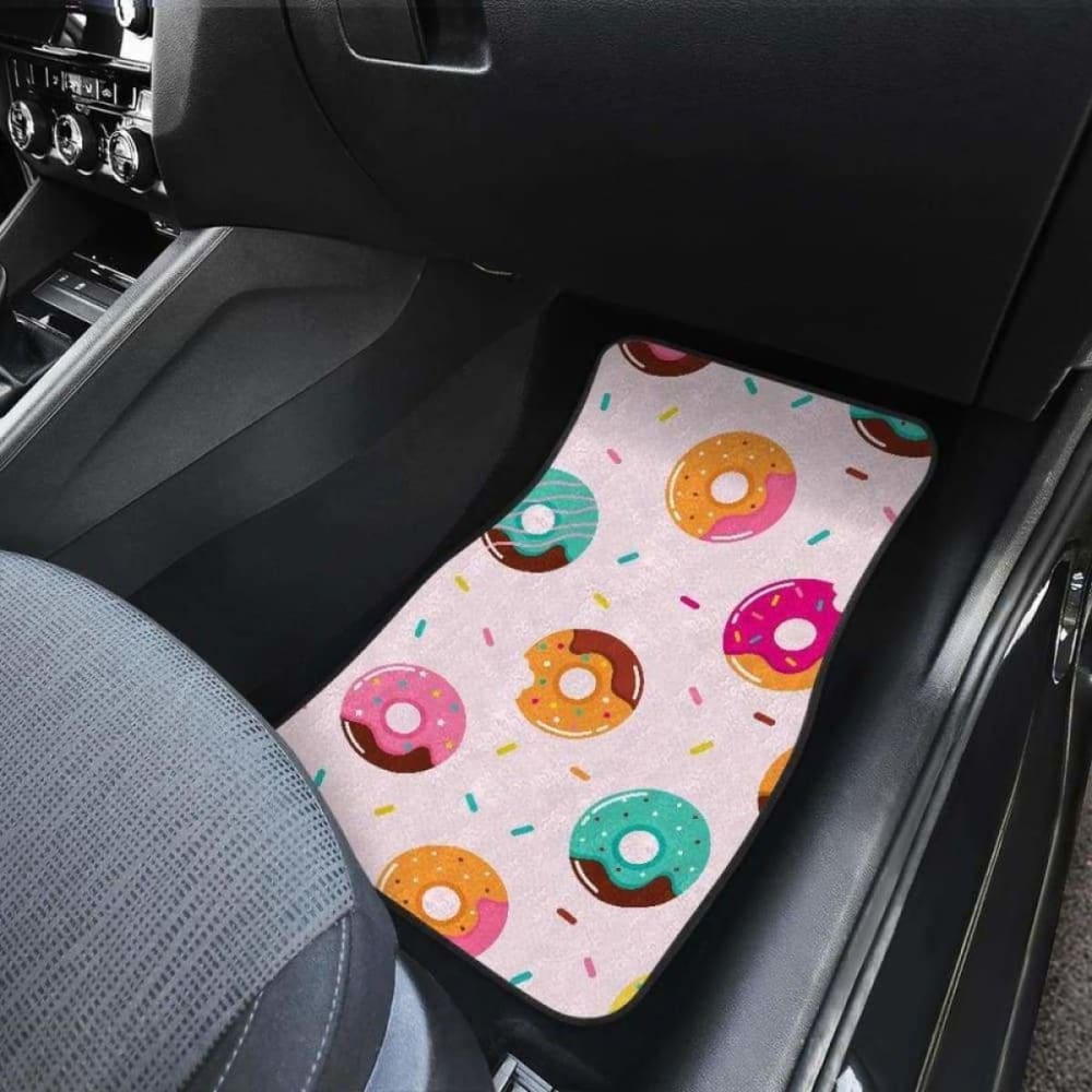 Donut Pattern Glaze Pink Background Front And Back Car Mats