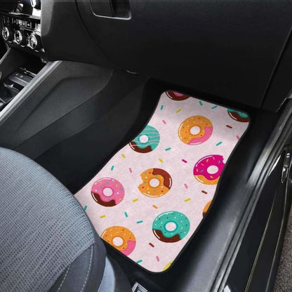 Donut Pattern Glaze Pink Background Front And Back Car Mats