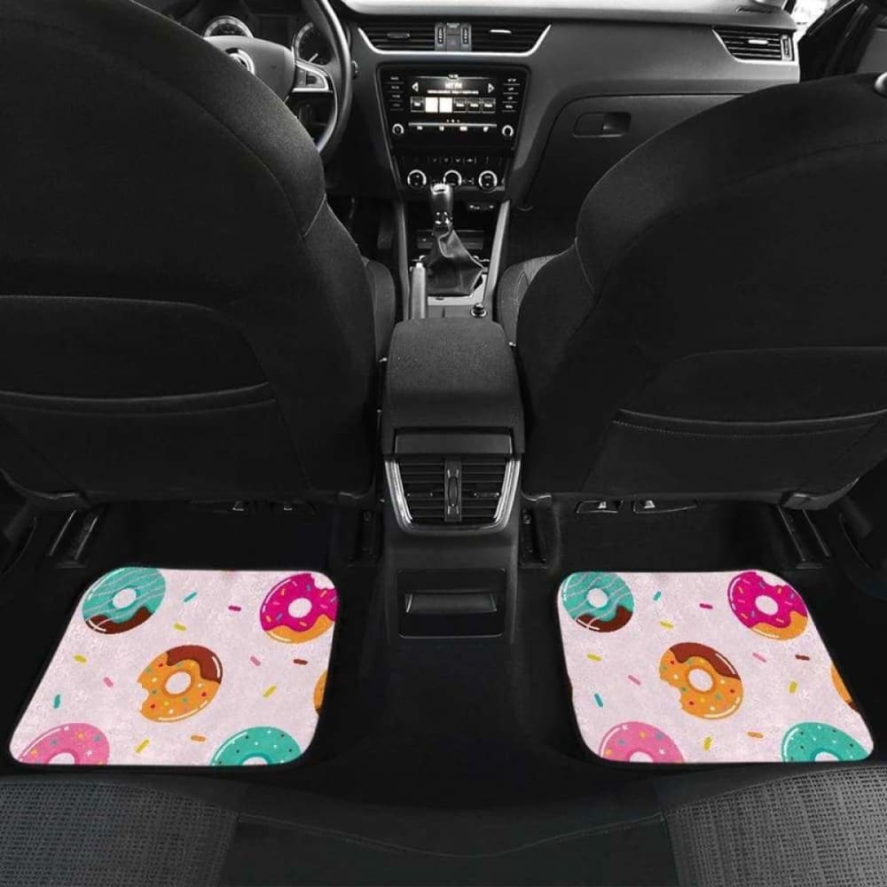 Donut Pattern Glaze Pink Background Front And Back Car Mats