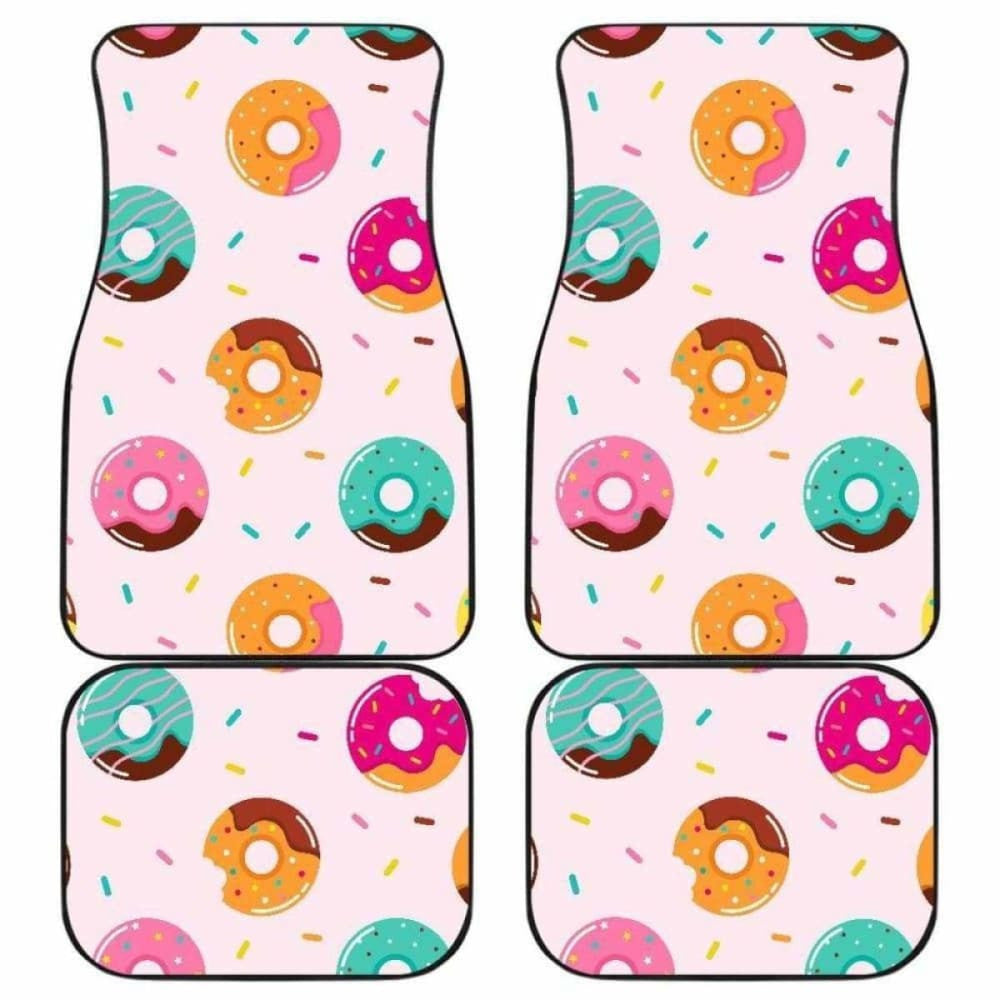 Donut Pattern Glaze Pink Background Front And Back Car Mats