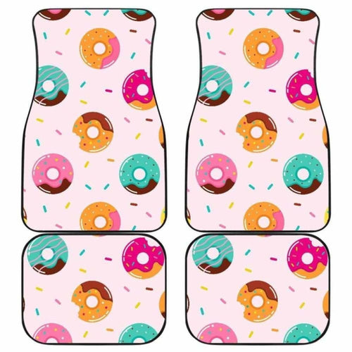 Donut Pattern Glaze Pink Background Front And Back Car Mats