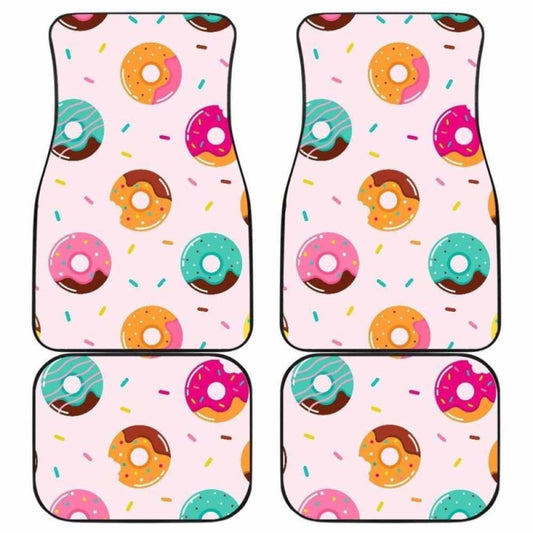 Donut Pattern Glaze Pink Background Front And Back Car Mats