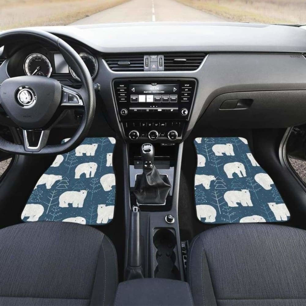 Polar Bear Mother Her Child Pattern Front And Back Car Mats