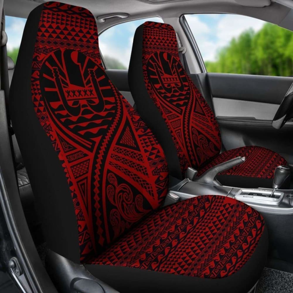 French Polynesia Car Seat Cover - French Polynesia Coat Of Arms Polynesia Tattoo Red -
