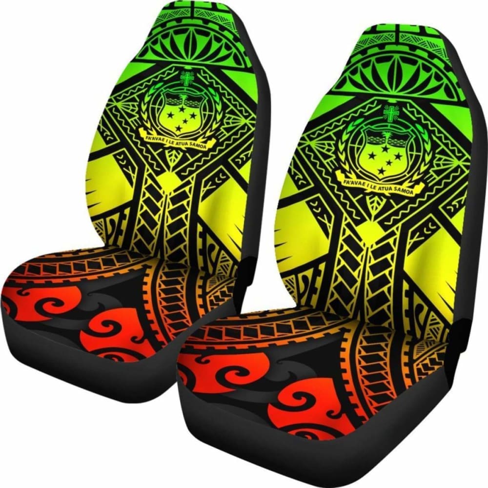 Samoa Polynesian Car Seat Covers - Samoa Reggae Seal With Polynesian Tattoo -