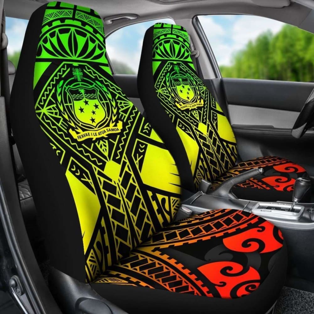 Samoa Polynesian Car Seat Covers - Samoa Reggae Seal With Polynesian Tattoo -