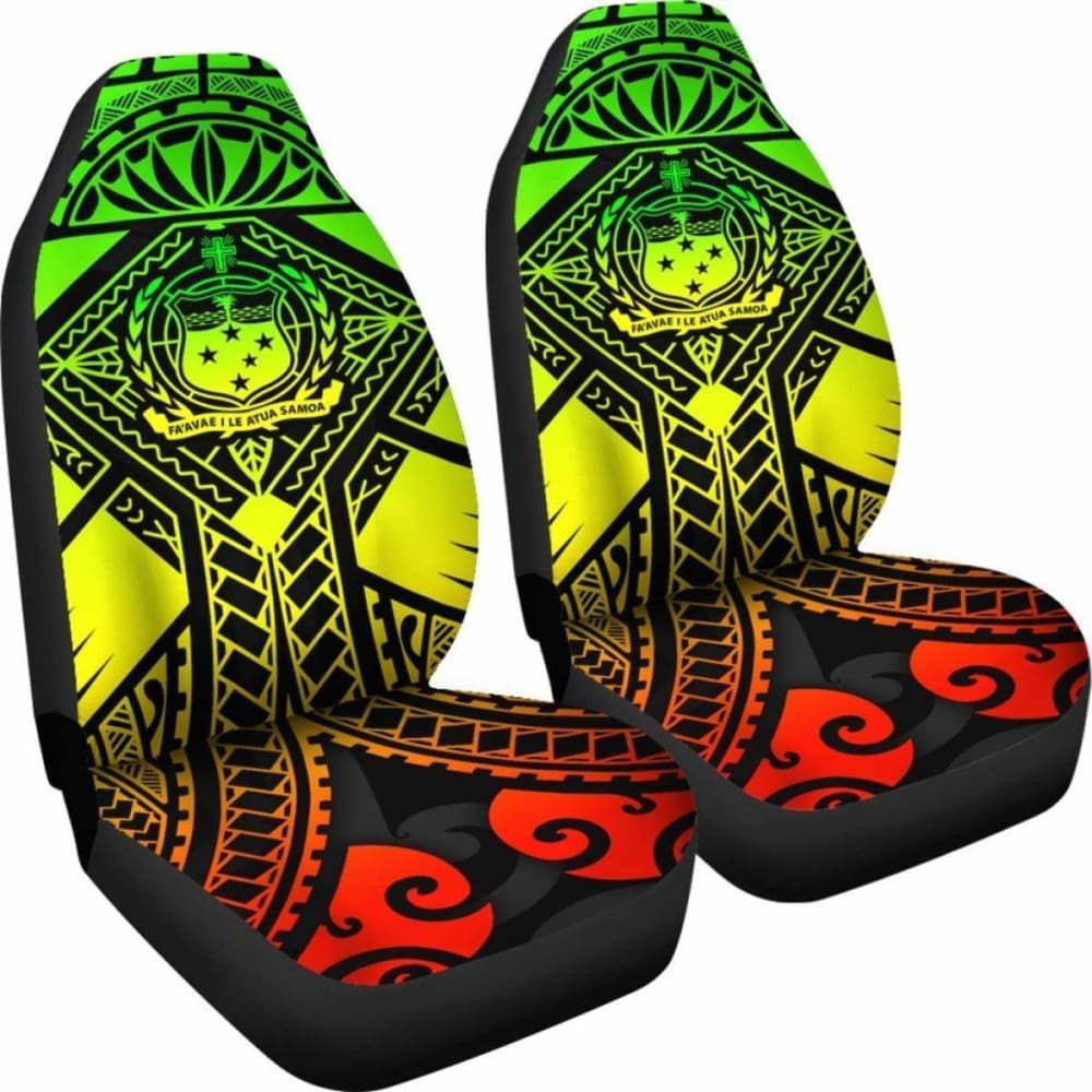 Samoa Polynesian Car Seat Covers - Samoa Reggae Seal With Polynesian Tattoo -