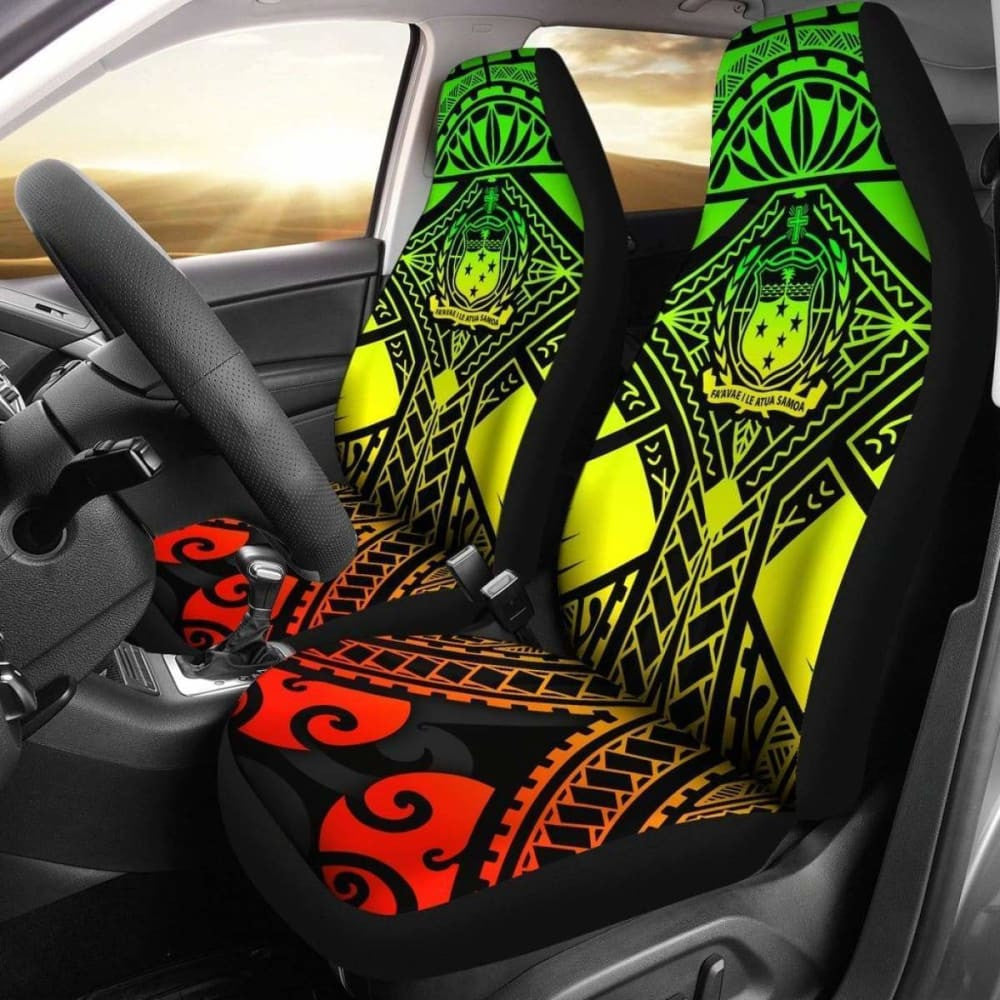 Samoa Polynesian Car Seat Covers - Samoa Reggae Seal With Polynesian Tattoo -