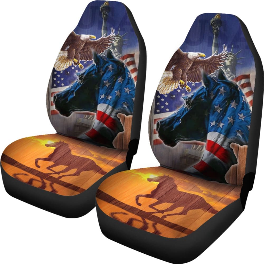 Patriotic Horse American Flag Silhouette Horse Car Seat Covers