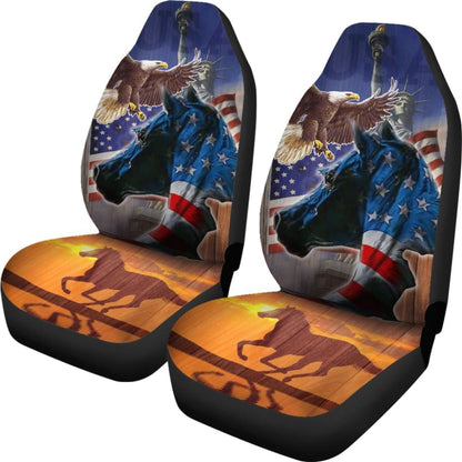 Patriotic Horse American Flag Silhouette Horse Car Seat Covers