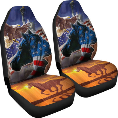 Patriotic Horse American Flag Silhouette Horse Car Seat Covers