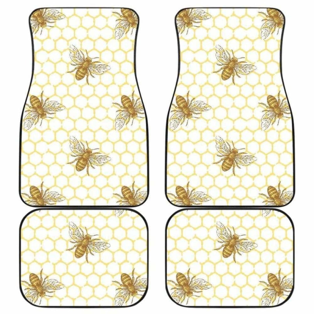 Bee Honeycomb Seamless Design Pattern Front And Back Car Mats