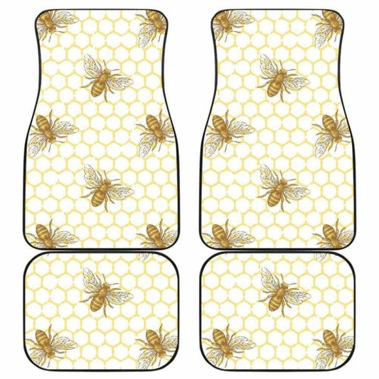 Bee Honeycomb Seamless Design Pattern Front And Back Car Mats