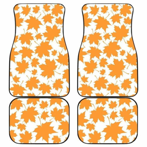 Orange Maple Leaf Pattern Front And Back Car Mats