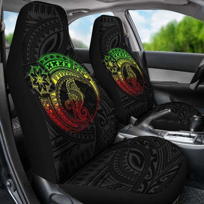 Seahorse Polynesian Car Seat Covers - Polynesian Tattoo Black Reggae -