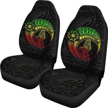 Seahorse Polynesian Car Seat Covers - Polynesian Tattoo Black Reggae -