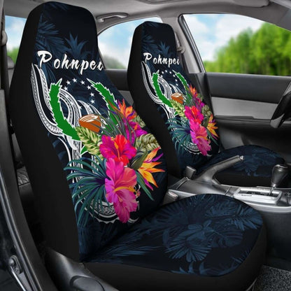 Pohnpei Micronesia Car Seat Covers - Tropical Flower -