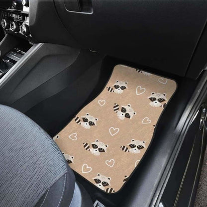 Cute Raccoon Heart Pattern Front And Back Car Mats
