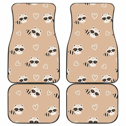 Cute Raccoon Heart Pattern Front And Back Car Mats