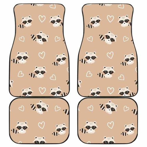 Cute Raccoon Heart Pattern Front And Back Car Mats