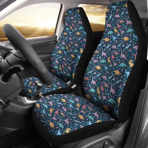 Cute Dinosaurs With Flowers Dinosaur Car Seat Covers