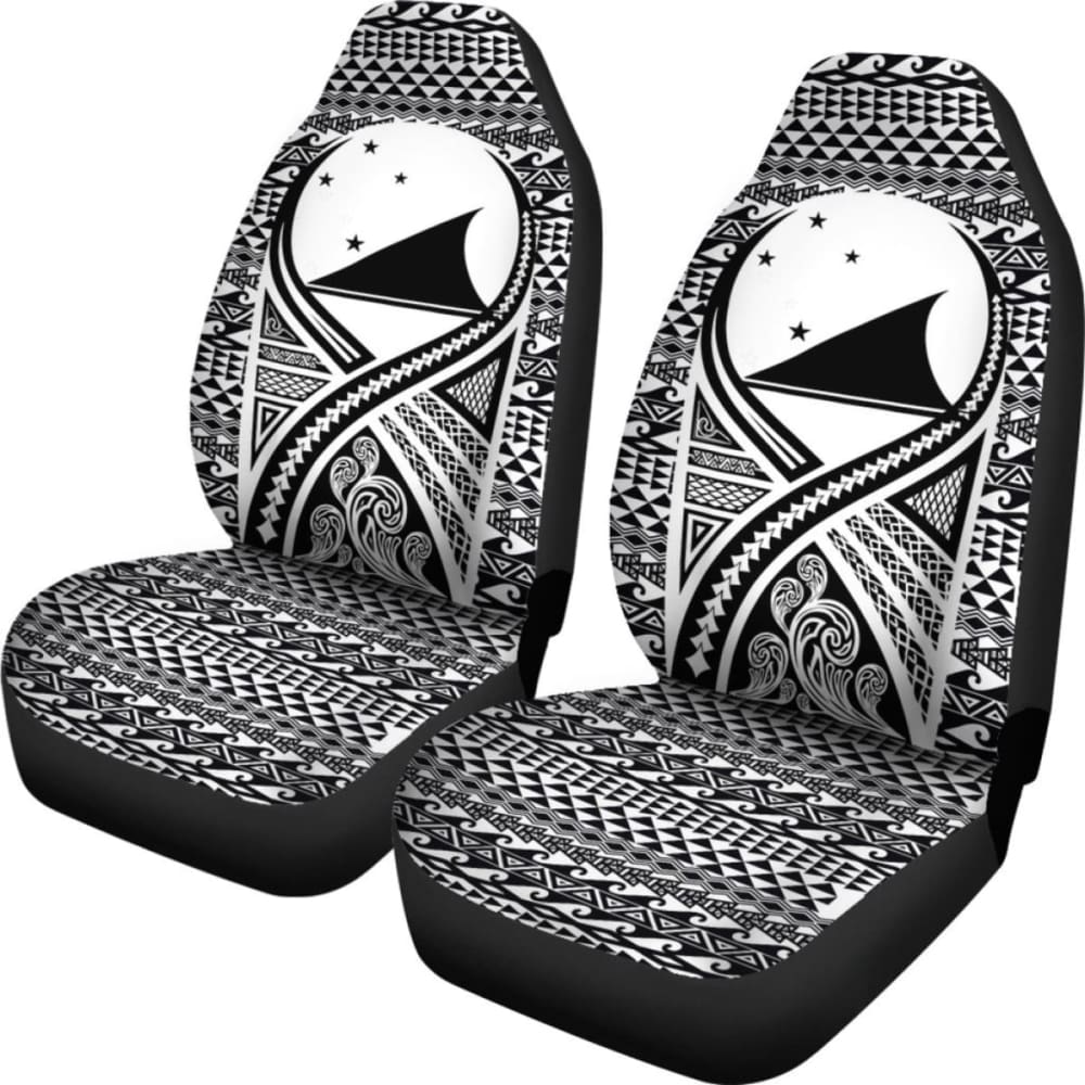 Tokelau Car Seat Cover - Tokelau Flag Polynesian Tattoo Black -