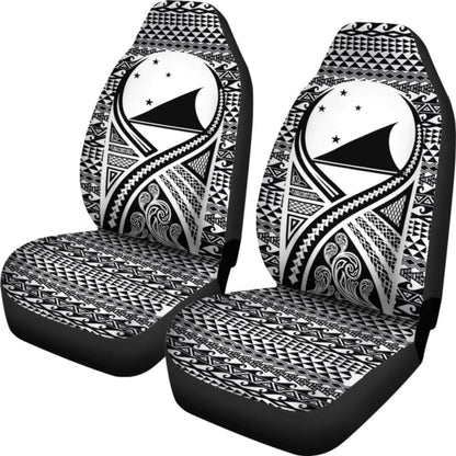 Tokelau Car Seat Cover - Tokelau Flag Polynesian Tattoo Black -