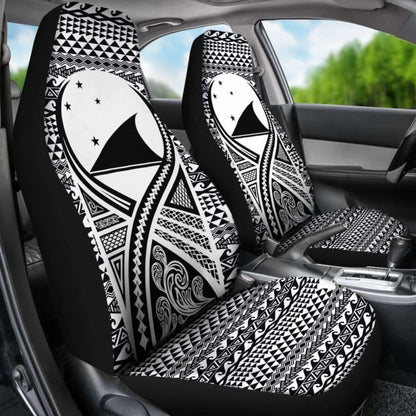 Tokelau Car Seat Cover - Tokelau Flag Polynesian Tattoo Black -
